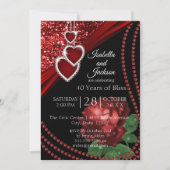 ルビーレッドグリッターとローズ 招待状 (正面)