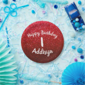 ルビーレッドグリッターメタリックグラデーション誕生日スパーク ペーパープレート (パーティー)