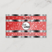 ルビーレッドグリッター星とロゴシルバー 名刺 (正面)