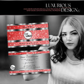 ルビーレッドグリッター星とロゴシルバー 名刺