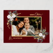 ルビーレッドグリーナリーヴィンテージクリスマスツー写真 箔シーズンカード (正面)