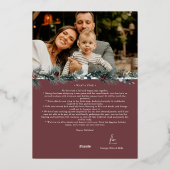 ルビーレッドグリーナリーヴィンテージクリスマスファミリー写真 箔シーズンカード (裏面)