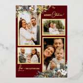 ルビーレッドグリーン Vintage 四枚の写真のコラージュ 箔シーズンカード (正面)