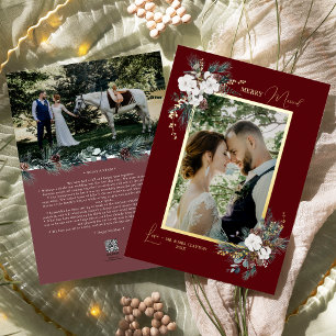 ルビーレッドグリーン Vintage 結婚 喜び ポートレート 箔シーズンカード