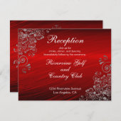 ルビーレッドグレースワーズウェディングレセプション招待状 エンクロージャーカード (正面/裏面)