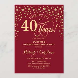 ルビーレッドゴールドサプライズ40周年パーティー 招待状