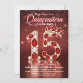 ルビーレッドゴールドジェムストーン プリンセス クラウン キンセアニエラ 招待状 (正面)