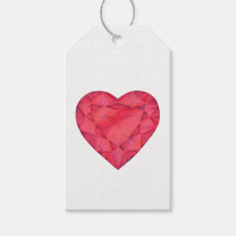 ルビーレッドジュエリーハート水彩画ギフトラベル ギフトタグ