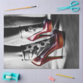 ルビーレッドスリッパーモノクロデコページ紙 薄葉紙 (クラフト)