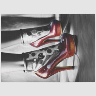 ルビーレッドスリッパーモノクロデコページ紙 薄葉紙