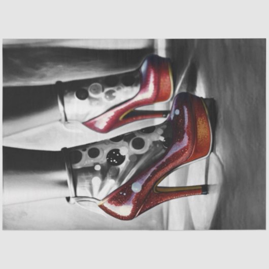 ルビーレッドスリッパーモノクロデコページ紙 薄葉紙 (正面)