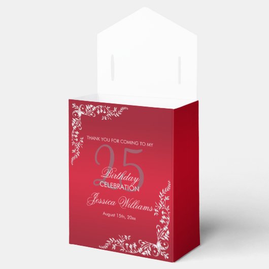 ルビーレッドデコレーション25誕生日 フェイバーボックス (オープン)