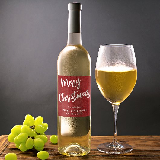 ルビーレッドデニムホワイトスクリプトビジネスネームセット6個 ワインラベル