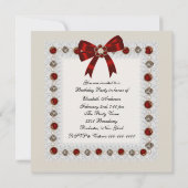 ルビーレッドハイヒールシューズバースデーパーティ招待状 招待状 (裏面)