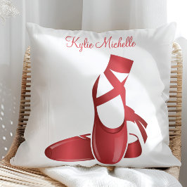 ルビーレッドバレエスリッパ付きネームダンス クッション