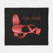 ルビーレッドバレエスリッパ付きネームダンス フリースブランケット (正面(横))