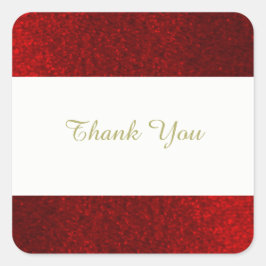 ルビーレッドフェイクグリッターありがとう スクエアシール