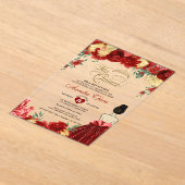 ルビーレッドフローラプリンセスミクリンスキンセアニラ アクリル招待状 (レイダウン)