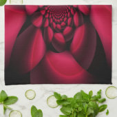 ルビーレッドブラックペタル キッチンタオル (折り畳み)