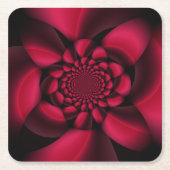 ルビーレッドブラックペタル スクエアペーパーコースター (正面)