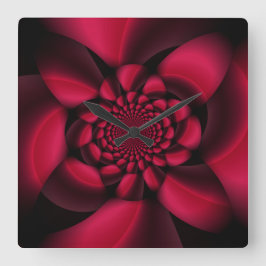 ルビーレッドブラックペタル スクエア壁時計