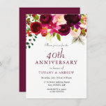 ルビーレッドブルゴーニュフローラ結婚40周年 招待状<br><div class="desc">Ruby Red Burgundyフローラ40th 結婚's Anniversaryコレクションと招待状または女性のマッチングを参照男性へする</div>