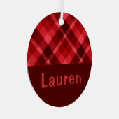 ルビーレッドプレイドモノグラムサークルメタルオーナメント メタルオーナメント (正面右)