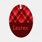 ルビーレッドプレイドモノグラムサークルメタルオーナメント メタルオーナメント (正面左)