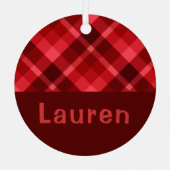 ルビーレッドプレイドモノグラムサークルメタルオーナメント メタルオーナメント (裏面)