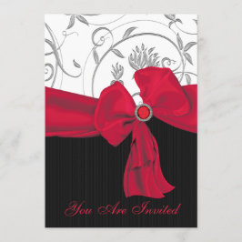 ルビーレッドボウズリ結婚ハーサルディナー招待状 招待状