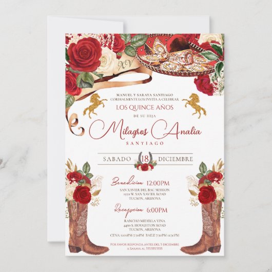 ルビーレッドローズウェスタンファンシーシャルラキンセアニェラ 招待状 (正面)