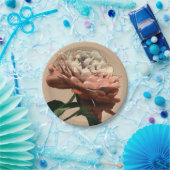 ルビーレッドローズホワイトアクセント ペーパープレート (パーティー)