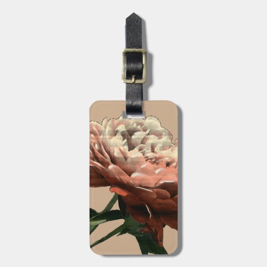 ルビーレッドローズホワイトアクセント ラゲッジタグ (正面縦)