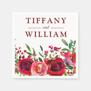 ルビーレッドローズロマンチックすべての行事ナプキン スタンダードカクテルナプキン