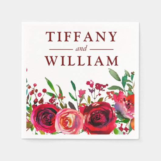 ルビーレッドローズロマンチックすべての行事ナプキン スタンダードカクテルナプキン (正面)