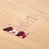 ルビーレッドローズ40結婚周年 アクリル招待状 (レイダウン)