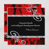 ルビーレッドローズ&ダイアモンドスワ結婚ールズ 招待状 (正面/裏面)