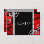 ルビーレッドローズ&ダイヤモンドスワーズ結婚ズ 出欠カード (正面/裏面)