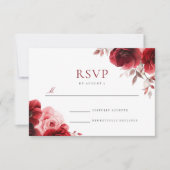 ルビーレッドワインラックスラディアント結婚フローラ 出欠カード (正面)