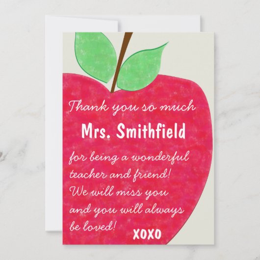 ルビーレッド先生のアップル退職招待状 招待状 (正面)