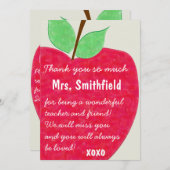 ルビーレッド先生のアップル退職招待状 招待状 (正面/裏面)