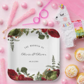 ルビーレッド植物牡丹結婚ズ ペーパープレート (パーティー)