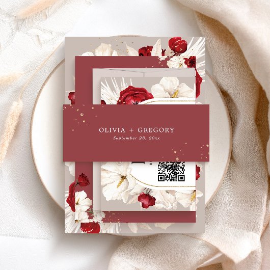 ルビーレッド結婚ズ 招待状ベリーバンド