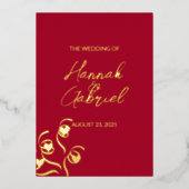 ルビーレッド結婚フォイル招待状 箔招待状 (正面)