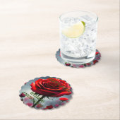 ルビーレッド結婚ローズ25周年 ペーパーコースター (インサイチュ)