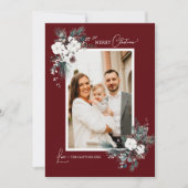 ルビーレッド緑のヴィンテージクリスマスツーフォト シーズンカード (正面)