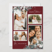 ルビーレッド緑ヴィンテージ4枚フォトコラージュ シーズンカード (正面)