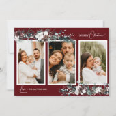 ルビーレッド緑ヴィンテージ5枚フォトコラージュ シーズンカード (正面)