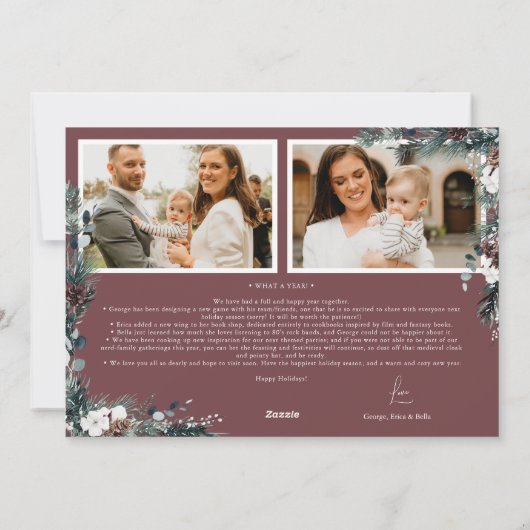 ルビーレッド緑ヴィンテージ5枚フォトコラージュ シーズンカード (裏面)