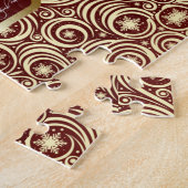 ルビーレッド金ゴールドファンタジーホリデーユニコーン ジグソーパズル (側面)